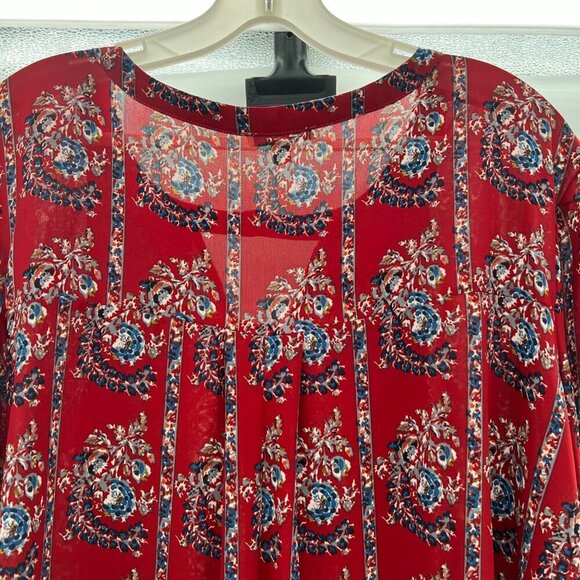 JODIFL Women's Floral Shift Dress Long Sleeve Red/Multi Size Large - Picture 6 of 9